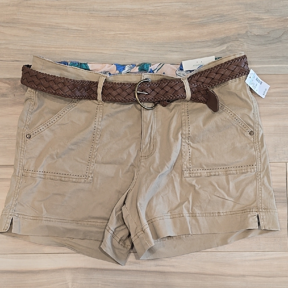 Maurices Tan Cargo Shorts with Brown Belt